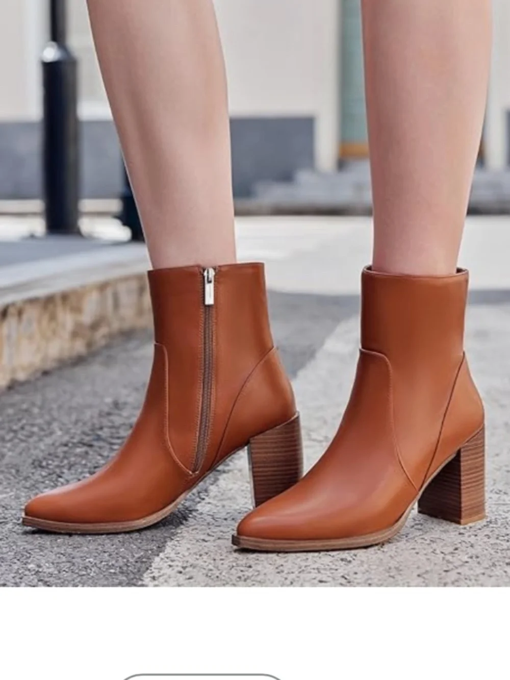 Women's Tan Leather Ankle Booties